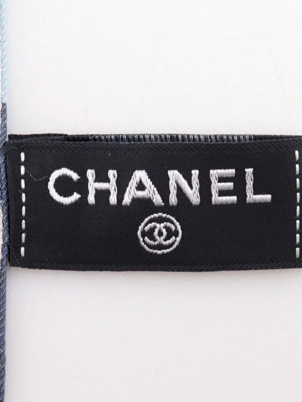 CHANEL hair band scarf 2023CC Navy/blue silk Women - Picture 9 of 15